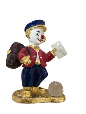 Vtg Spoontiques Clown Mailman Swarovski Crystals Gold Plating 2 Inch Figurine